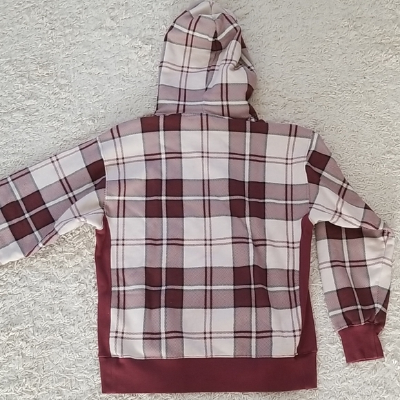 TNA Red and Cream Plaid Long Sleeve Hoodie - Picture 3 of 5